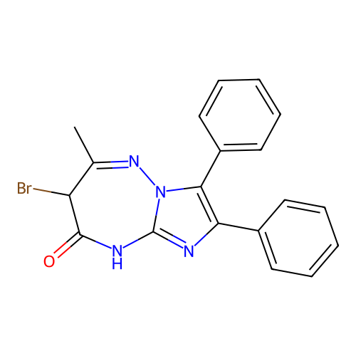 7-bromo-6-methyl-2,3-diphenyl-7H-imidazo[1,2-b][1,2,4]triazepin-8(9H)-one structure