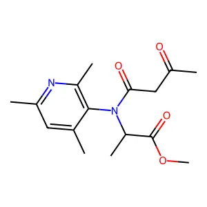 L-Alanine, N-(1,3-dioxobutyl)-N-(2,4,6-trimethyl-3-pyridinyl)-, methyl ester structure