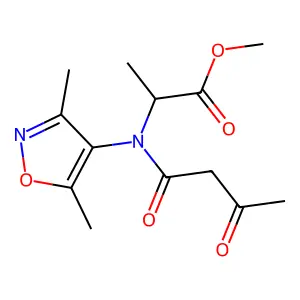 L-Alanine, N-(3,5-dimethyl-4-isoxazolyl)-N-(1,3-dioxobutyl)-, methyl ester structure