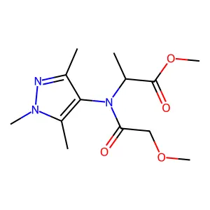 L-Alanine, N-(methoxyacetyl)-N-(1,3,5-trimethyl-1H-pyrazol-4-yl)-, methyl ester structure