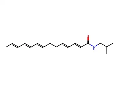 N-(2-methylpropyl)tetradeca-2,4,8,10,12-pentaenamide structure