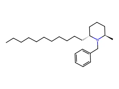 Piperidine, 2-methyl-1-(phenylmethyl)-6-undecyl-, trans- structure