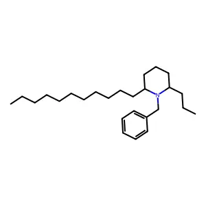 Piperidine, 1-(phenylmethyl)-2-propyl-6-undecyl-, trans- structure