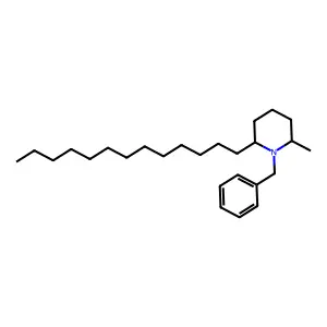 Piperidine, 2-methyl-1-(phenylmethyl)-6-tridecyl-, trans- structure