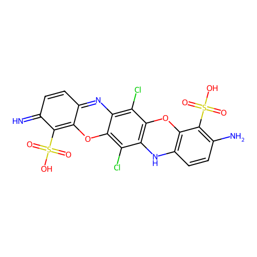 3,10-Diamino-6,13-dichloro-4,11-triphenodioxazinedisulfonic acid structure