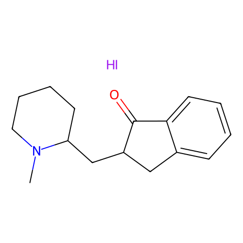 1-Indanone, 2-((1-methyl-2-piperidyl)methyl)-, hydriodide structure