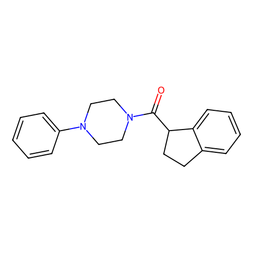 (2,3-Dihydro-1H-inden-1-yl)(4-phenylpiperazin-1-yl)methanone structure