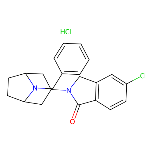 Benzyl-8 beta-(chloro-5 isoindolinone-1 yl-2)-3 aza-8 bicyclo(3.2.1)octane chlorhydrate structure