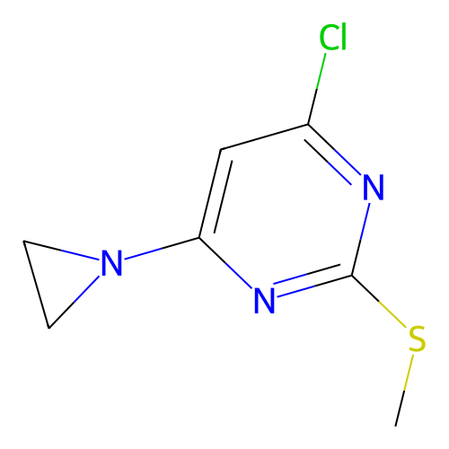 Pyrimidine, 4-(1-aziridinyl)-6-chloro-2-(methylthio)- structure
