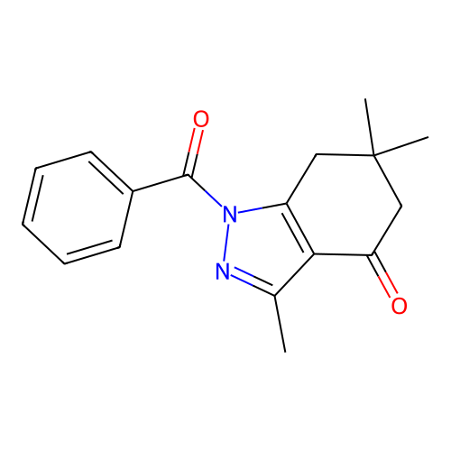 1-Benzoyl-3,6,6-trimethyl-5,7-dihydroindazol-4-one structure