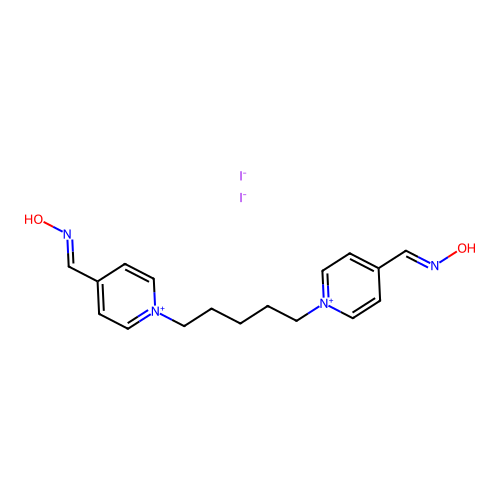 1,1'-Pentamethylenebis(4-formylpyridinium iodide) dioxime structure