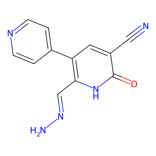 6-[(E)-Hydrazinylidenemethyl]-2-oxo-5-pyridin-4-yl-1H-pyridine-3-carbonitrile structure