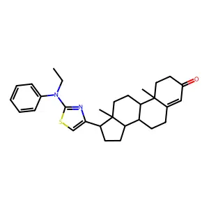 Androst-4-en-3-one, 17-beta-(2-(N-ethylanilino)-4-thiazolyl)- structure