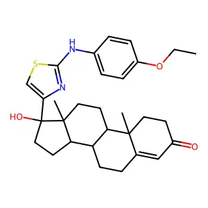 Androst-4-en-3-one, 17-beta-(2-(p-ethoxyanilino)-4-thiazolyl)-17-alpha-hydroxy- structure