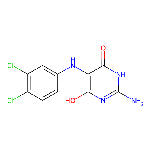 2-Amino-5-[(3,4-dichlorophenyl)amino]-6-hydroxypyrimidin-4(3h)-one structure