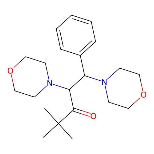 4,4-Dimethyl-1,2-di(4-morpholinyl)-1-phenyl-3-pentanone structure