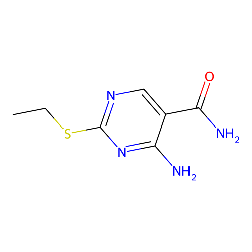 4-Amino-2-ethylthiopyrimidine-5-carboxylic acid amide structure