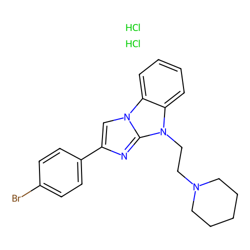 2-(4-bromophenyl)-4-(2-piperidin-1-ylethyl)imidazo[1,2-a]benzimidazole dihydrochloride structure