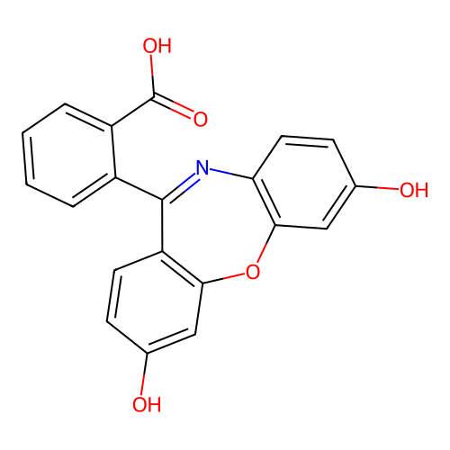 2-(3,7-Dihydroxy-dibenzo[b,f][1,4]oxazepin-11-yl)-benzoic acid structure