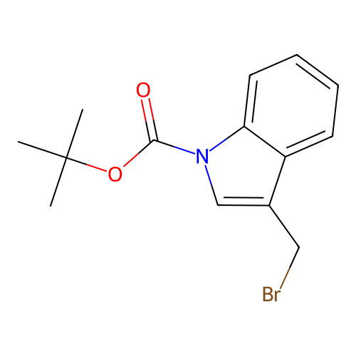 3-(Bromomethyl)-1H-indole, N-BOC protected structure