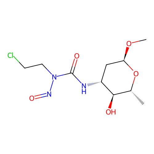 alpha-D-arabino-Hexopyranoside, methyl 3-((((2-chloroethyl)nitrosoamino)carbonyl)amino)-2,3,6-trideoxy- structure