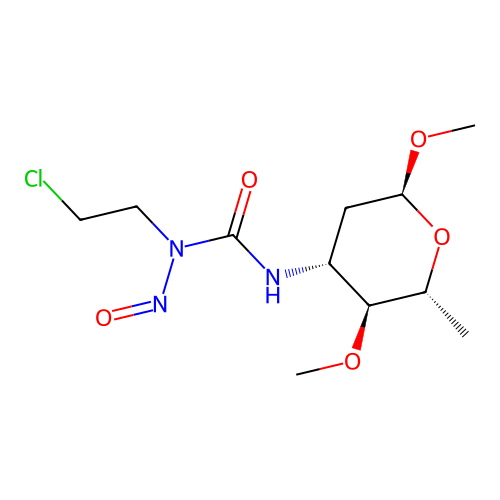 alpha-D-arabino-Hexopyranoside, methyl 3-((((2-chloroethyl)nitrosoamino)carbonyl)amino)-2,3,6-trideoxy-4-O-methyl- structure