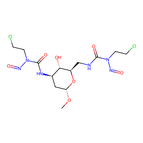 alpha-D-arabino-Hexopyranoside, methyl 3,6-bis((((2-chloroethyl)nitrosoamino)carbonyl)amino)-2,3,6-trideoxy- structure