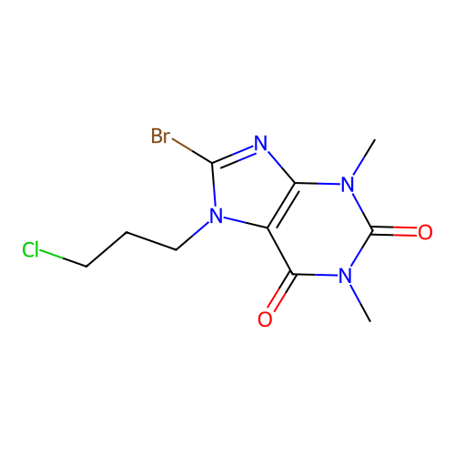 8-bromo-7-(3-chloropropyl)-1,3-dimethyl-2,3,6,7-tetrahydro-1H-purine-2,6-dione structure