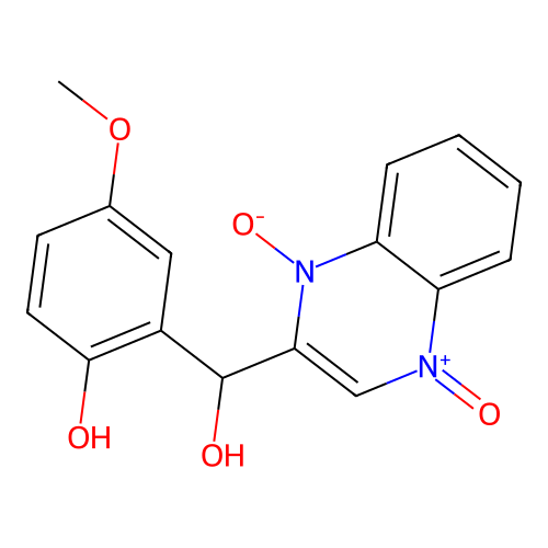 2-Quinoxalinemethanol, alpha-(2-hydroxy-5-methoxyphenyl)-1,4-dioxide structure