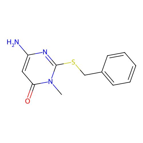 6-amino-2-(benzylthio)-3-methyl-4(3H)-pyrimidinone structure