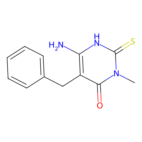 6-amino-5-benzyl-3-methyl-2-thioxo-1H-pyrimidin-4-one structure