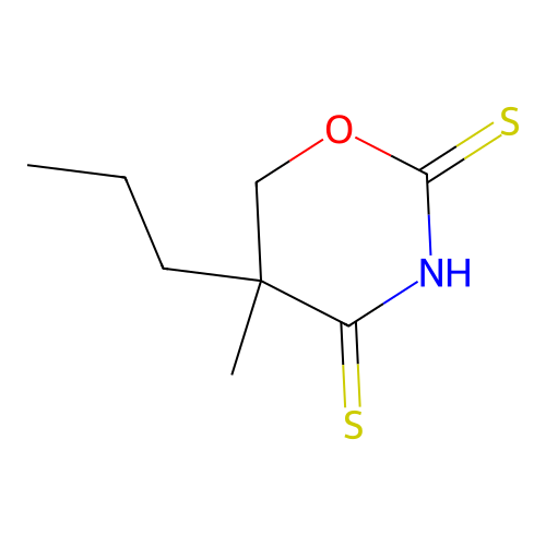 5-Methyl-5-propyl-4-sulfanyl-5,6-dihydro-2H-1,3-oxazine-2-thione structure