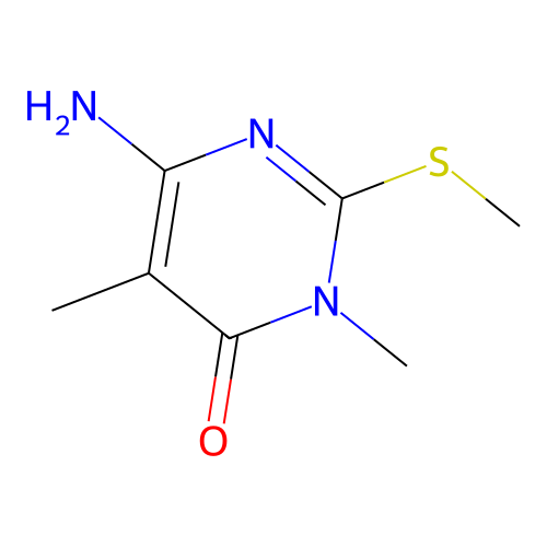 6-amino-3,5-dimethyl-2-(methylsulfanyl)pyrimidin-4(3H)-one structure