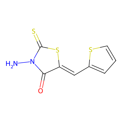 (Z)-3-amino-5-(thiophen-2-ylmethylene)-2-thioxothiazolidin-4-one structure