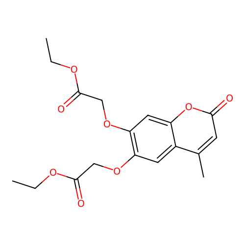 diethyl 2,2'-((4-methyl-2-oxo-2H-chromene-6,7-diyl)bis(oxy))diacetate structure