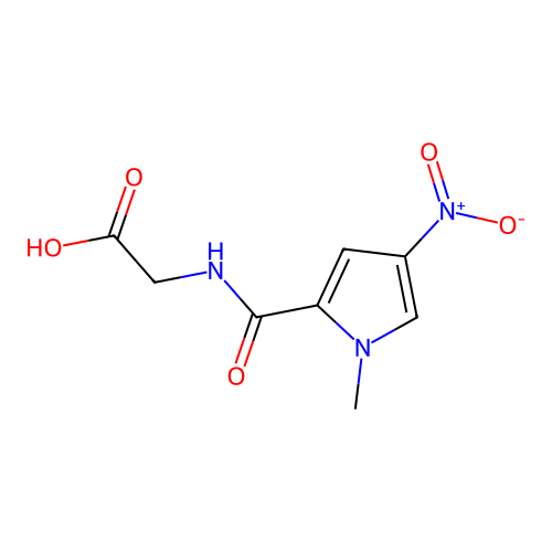 2-[(1-methyl-4-nitro-1H-pyrrol-2-yl)formamido]acetic acid structure