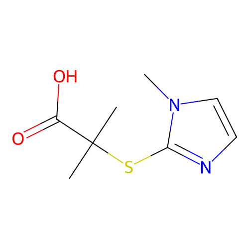 Propionic acid, 2-methyl-2-(1-methylimidazol-2-ylthio)- structure