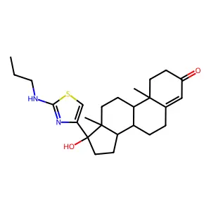 Androst-4-en-3-one, 17-alpha-hydroxy-17-beta-(2-(propylamino)-4-thiazolyl)- structure