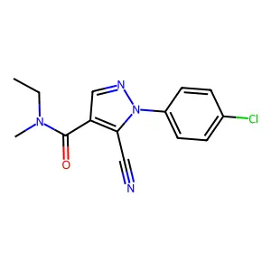 1H-Pyrazole-4-carboxamide, 1-(4-chlorophenyl)-5-cyano-N-ethyl-N-methyl- structure