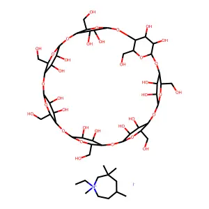 1-ethyl-1,3,3,5-tetramethylazepan-1-ium;(1S,3R,5R,6S,8R,10R,11S,13R,15R,16S,18R,20R,21S,23R,25R,26S,28R,30R,31S,33R,35R,36R,37R,38R,39R,40R,41R,42R,43R,44R,45R,46R,47R,48R,49R)-5,10,15,20,25,30,35-heptakis(hydroxymethyl)-2,4,7,9,12,14,17,19,22,24,27,29,32,34-tetradecaoxaoctacyclo[31.2.2.23,6.28,11.213,16.218,21.223,26.228,31]nonatetracontane-36,37,38,39,40,41,42,43,44,45,46,47,48,49-tetradecol;iodide structure