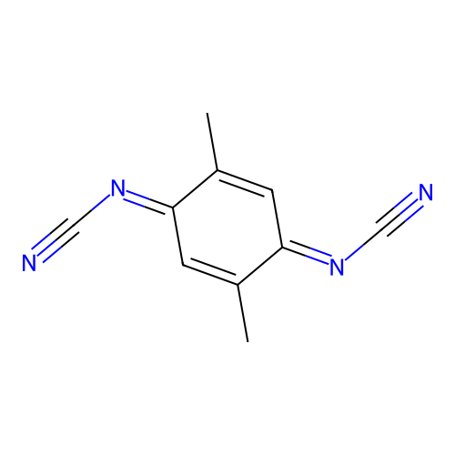 2,5-Dimethyl-2,5-cyclohexadiene-1,4-diylidenebiscyanamide structure
