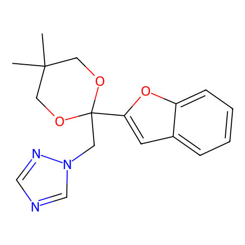 1H-1,2,4-Triazole, 1-((2-(2-benzofuranyl)-5,5-dimethyl-1,3-dioxan-2-yl)methyl)- structure
