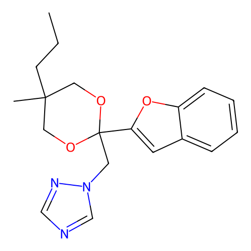 trans-1-((2-(2-Benzofuranyl)-5-methyl-5-propyl-1,3-dioxan-2-yl)methyl)-1H-1,2,4-triazole structure