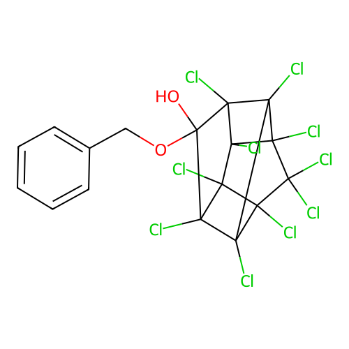 2-(Benzyloxy)-decachloro-octahydro-1,3,4-metheno-2H-cyclobuta(CD)pentalen-2-OL structure
