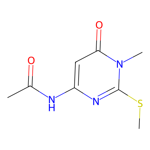 N-[1-methyl-2-(methylsulfanyl)-6-oxo-1,6-dihydropyrimidin-4-yl]acetamide structure
