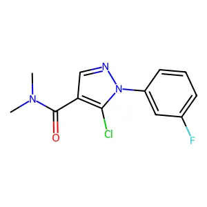 5-chloro-1-(3-fluorophenyl)-N,N-dimethylpyrazole-4-carboxamide structure