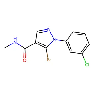 5-bromo-1-(3-chlorophenyl)-N-methylpyrazole-4-carboxamide structure