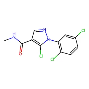 5-chloro-1-(2,5-dichlorophenyl)-N-methylpyrazole-4-carboxamide structure