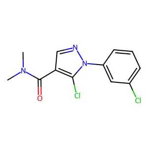 5-chloro-1-(3-chlorophenyl)-N,N-dimethylpyrazole-4-carboxamide structure