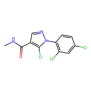 5-chloro-1-(2,4-dichlorophenyl)-N-methylpyrazole-4-carboxamide structure